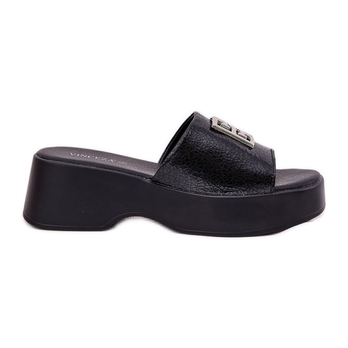 Vinceza Frauen Lederflip Flops mit Dekoration Vincez 79526 Schwarz