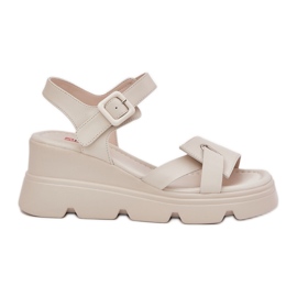 Damen -Ledersandalen für alten Artikern 54C1624 Beige
