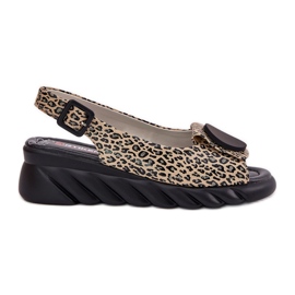ARTIKER Natürliche Ledersandalen für einen Keilartker 56C2186 Leopardendruck beige