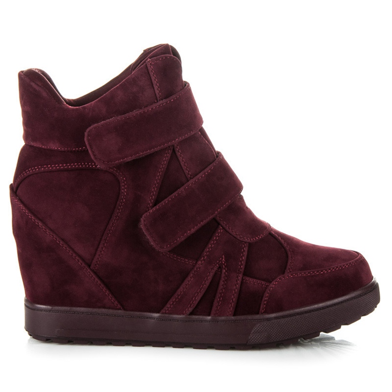 J. Star Turnschuhe aus Veloursleder mit Klettverschluss rot