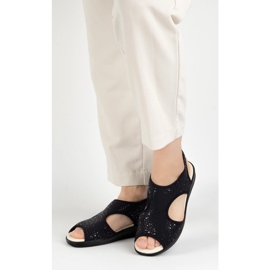 Vriston Frauenschuhe flexible Sandalen bequem Emma Schwarz glänzend