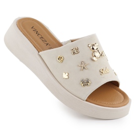 Frauen Lederkeile mit Beige Vinceza 66741