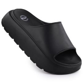 Damenflip Flops auf einer dicken Plattformpool Beach Black News 7303 schwarz
