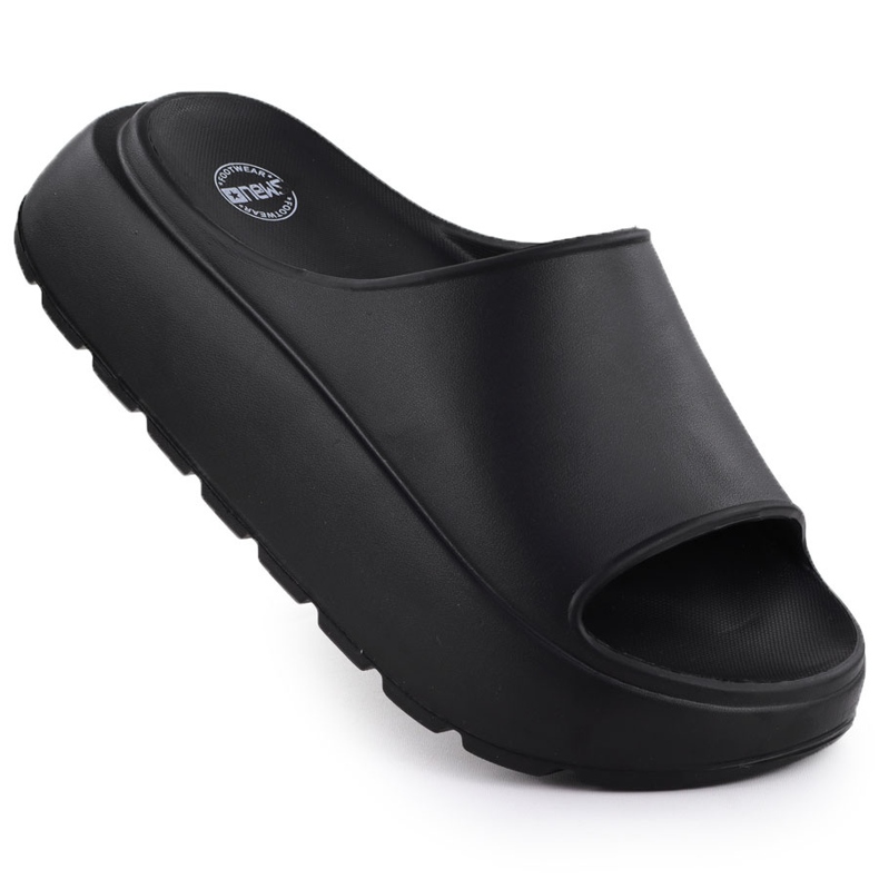 Damenflip Flops auf einer dicken Plattformpool Beach Black News 7303 schwarz