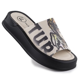 Damen -Leder -Hausschuhe mit Druck Beige Filippo DK6158