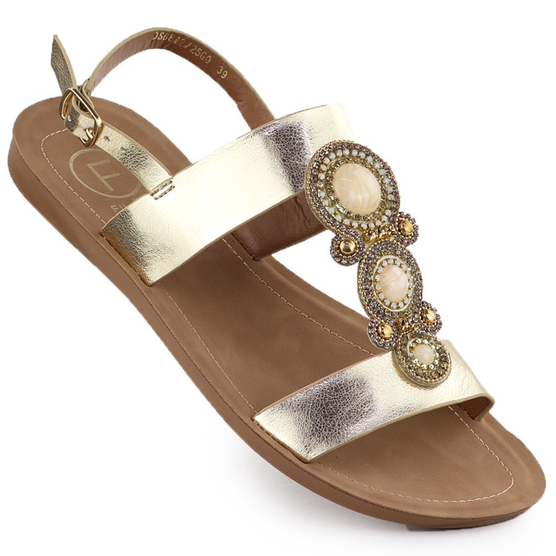 Filippo Flache Frauensandalen mit einem goldenen metallischen Orippo DS6882