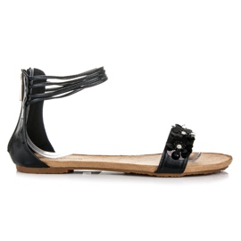 Abloom Flache Sandalen auf einem Slider schwarz