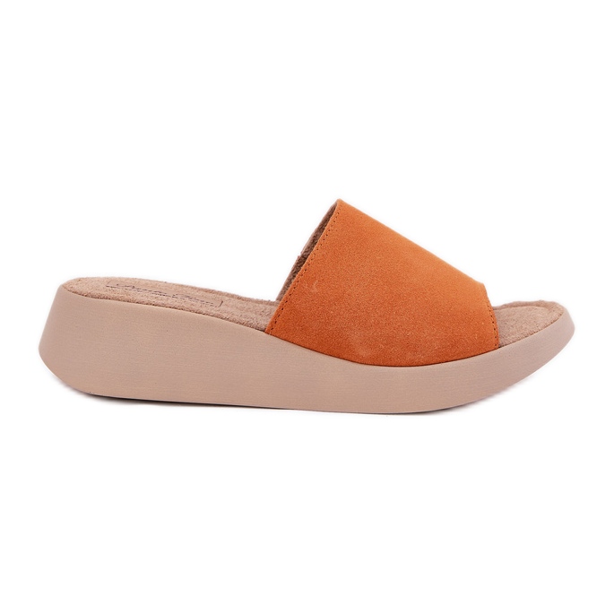 Frauen Wildleder Flip Flops auf dem Panto Fino RR267039 Keil orange