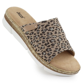 Damenflip Flops auf einem Leopardendruck beige Jezzi 8832