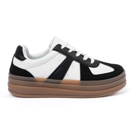 Shelvt Schwarz-weiße Plateau-Sneaker