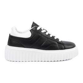Shelvt Schwarze Sneaker von Frauen mit weißen Einsätzen