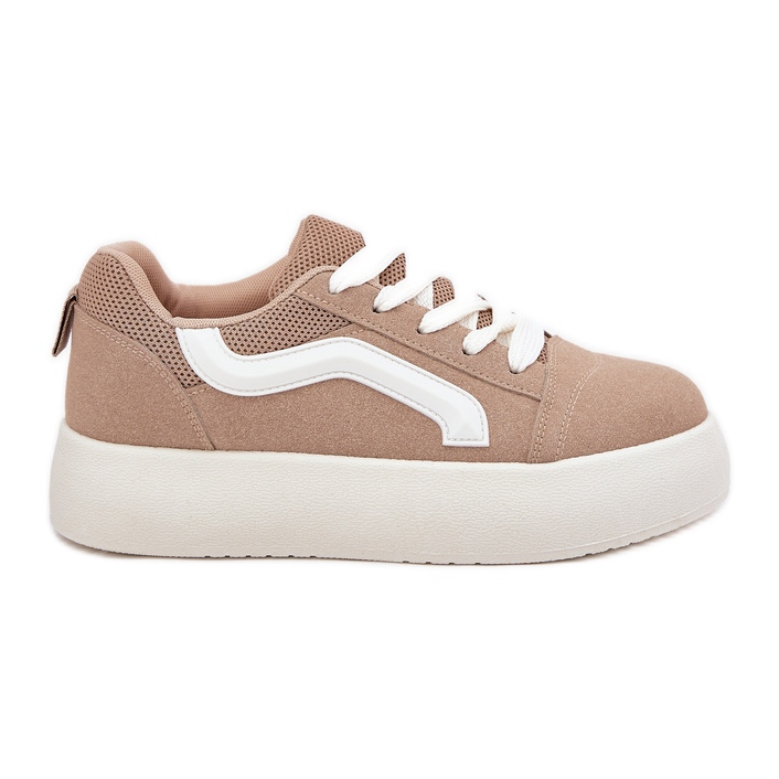 Inna Frauen -Sneaker auf der Khaki -Plattform beige
