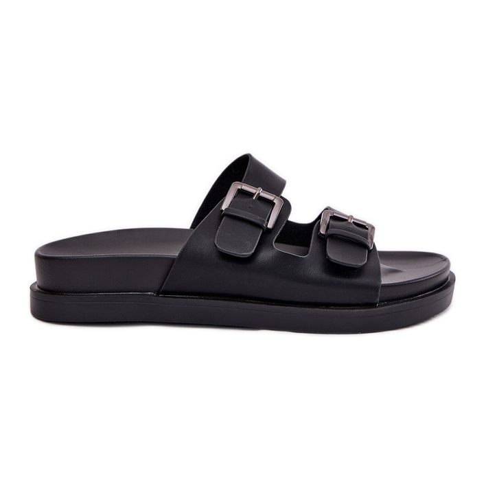 EVento Damenschuhe mit goldenen Schnallen schwarze Schnallen