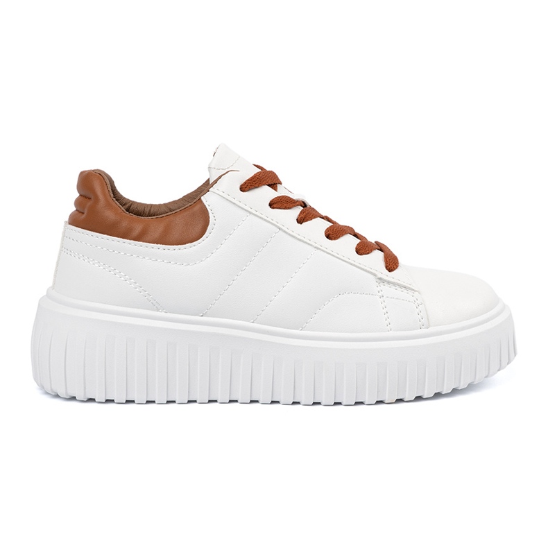 Shelvt Weiße Sneaker brauner Einsätze für Frauen