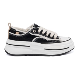 Shelvt Schwarze Frauen -Turnschuhe mit weißen Einsätzen