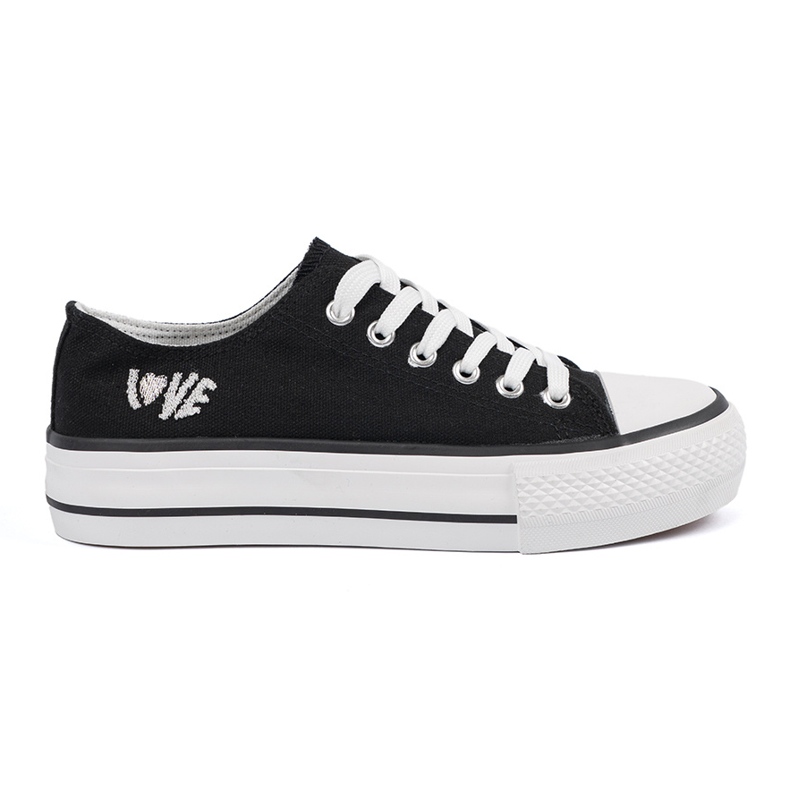 Shelvt Schwarze Turnschuhe mit der Inschrift lieben Frauen