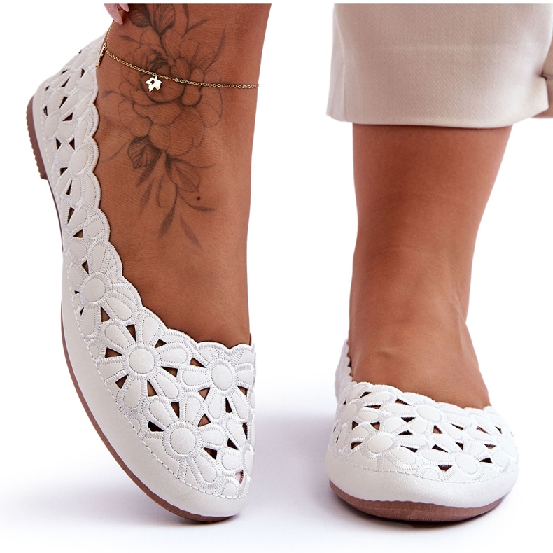 Evento Durchbrochene, glänzende Ballerina für Damen in Weiß, Visionär