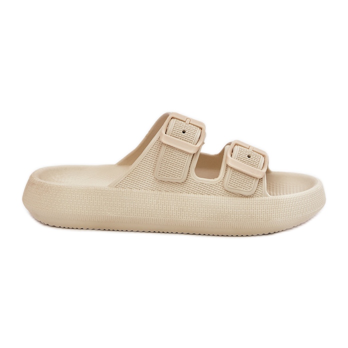 Inna Damenflip flops auf der Plattform mit beige Schnallen
