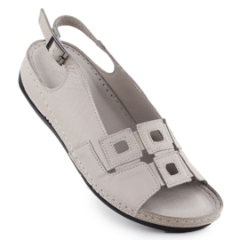 Leder Frauen bequeme Sandalen für graue Keile T.Sokolski L25-178