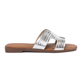 Sergio Leone Silberflip flops mit einem quadratischen Zeh