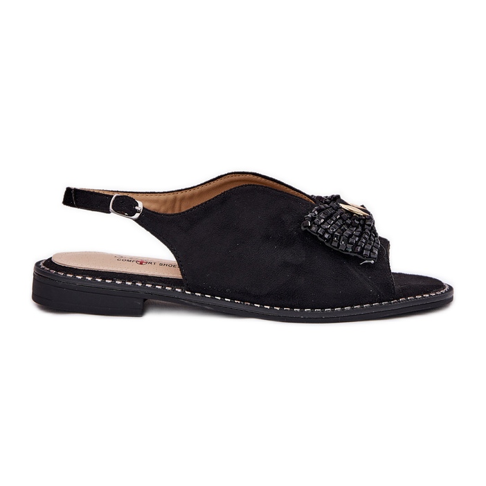 S.Barski Frauensandalen mit flachem Bug s. Barski KV51-014 Schwarz