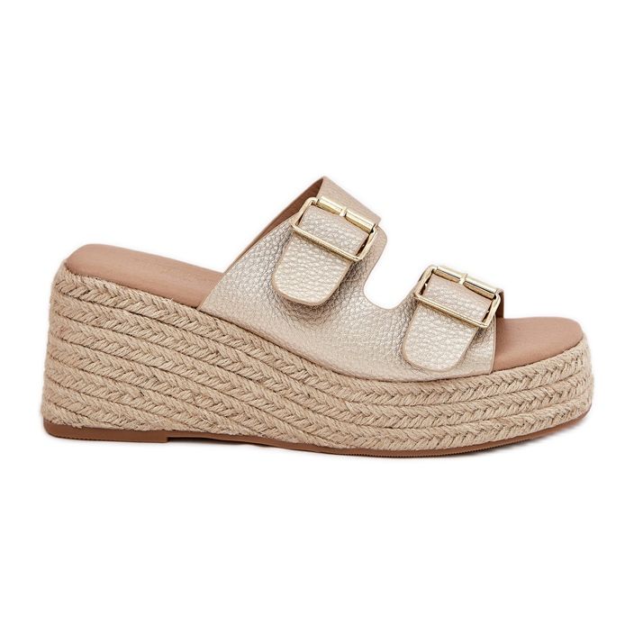 Inna Frauenkeile mit Keil mit Geflecht und goldenen Klemmen