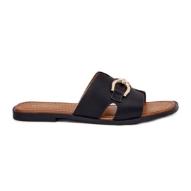 EVento Flat -Frauen -Hausschuhe mit einem dekorativen Detail schwarz