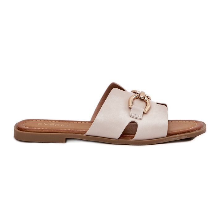 EVento Frauen flache Flip Flops mit dekorativem Detail Beige