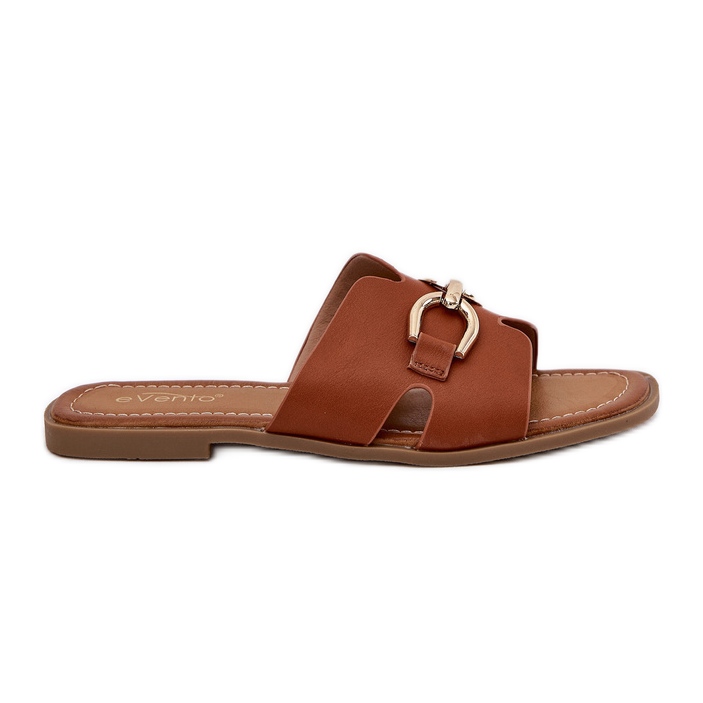 EVento Frauen flache Flip Flops mit einem dekorativen Kameldetail braun