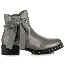 Ideal Shoes Silberne Chelsea-Stiefel mit Schleife grau