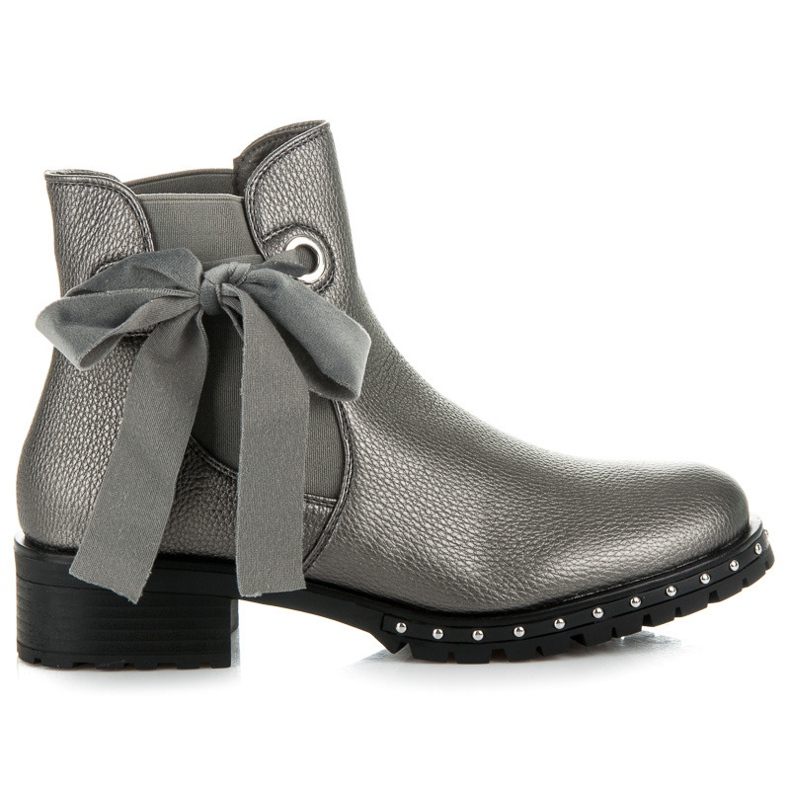 Ideal Shoes Silberne Chelsea-Stiefel mit Schleife grau