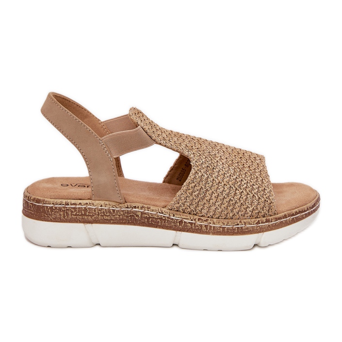 EVento Frauensandalen mit Beige und goldenem Geflecht