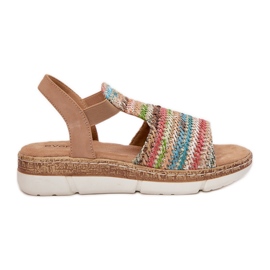 EVento Frauensandalen mit einem mehrfarbigen Geflecht beige