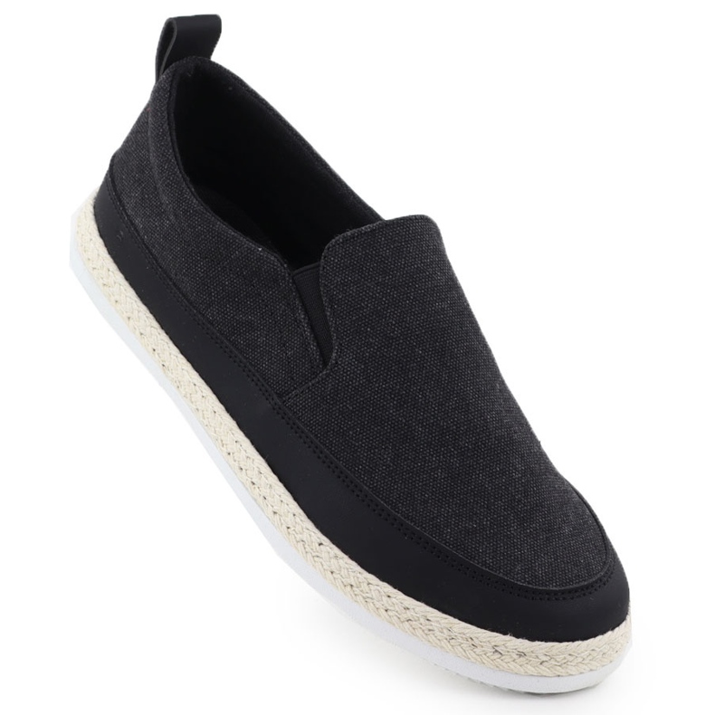 Nowacki Herrenschuhe Espadrilles rutschten in schwarz 0017-t aus
