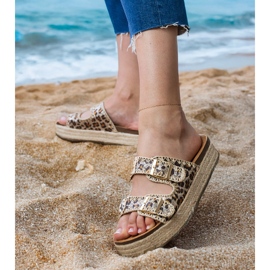 Leoparden -Slipper Espadrilles mit Schnallen braun