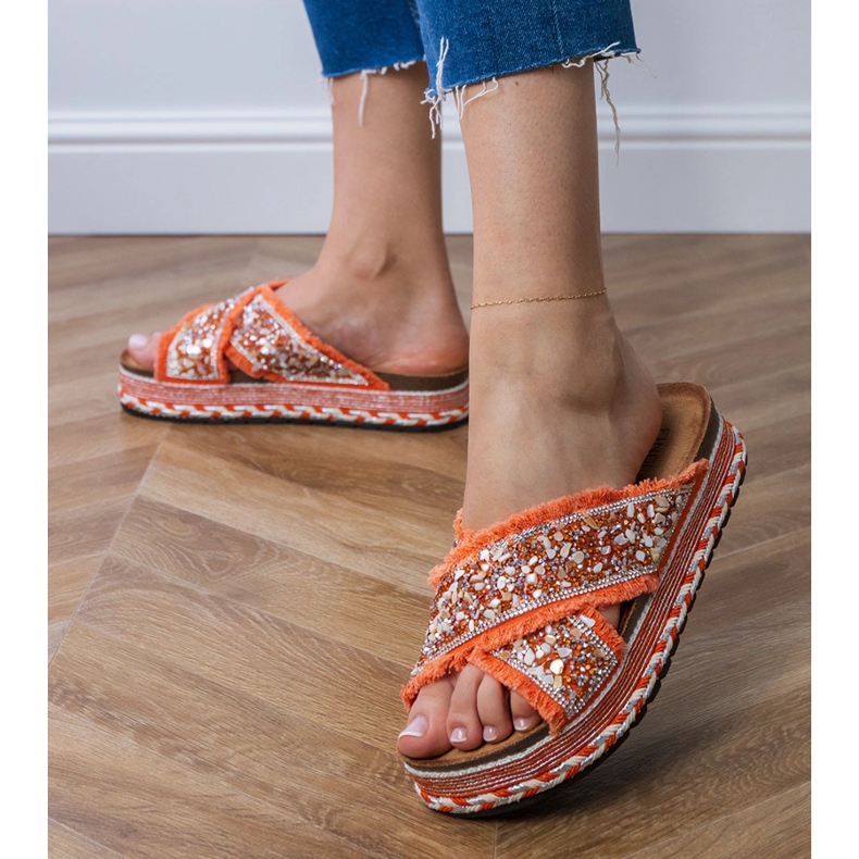 Orange Flip Flops mit Streifen