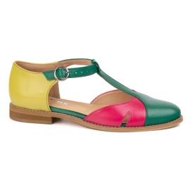 Olivier Frauen Ledersandalen 4240/35 Ziel/Roz/Zol grün