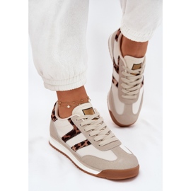 Low Sneakers Damen -Beige Leopard Print