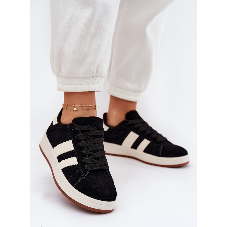 EVento Frauen -Turnschuhe mit Öko -Wildlederschwarz