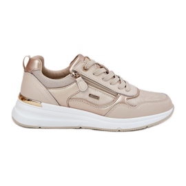 EVento Frauen -Leder -Sportschuhe mit einem beige Schloss