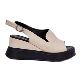Damen -Ledersandalen für alten Artiker 54C0401 Beige