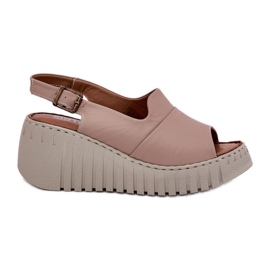 ARTIKER Frauensandalen aus natürliches Leder für einen Keilartker 54C0788 Dunkler Beige