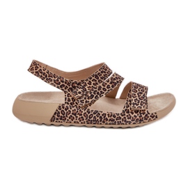 Frauen Ledersandalen Zazoo K1004 Leopardendruck braun