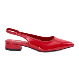Rote Ballerinas mit niedrigem Tiefenrot rot