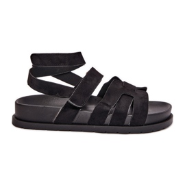 Öko -Wildleder -Sandalen mit Klettverschluss schwarz