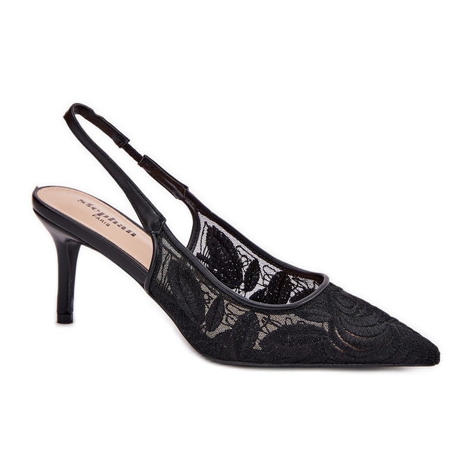 Spitzenheels Sandalen mit offenem Fersenschwarz