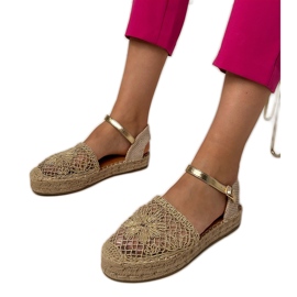 Openwork Espadrilles goldene Sandalen