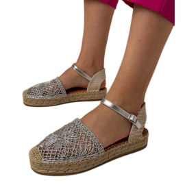 Silber Openwork Espadrilles Sandalen
