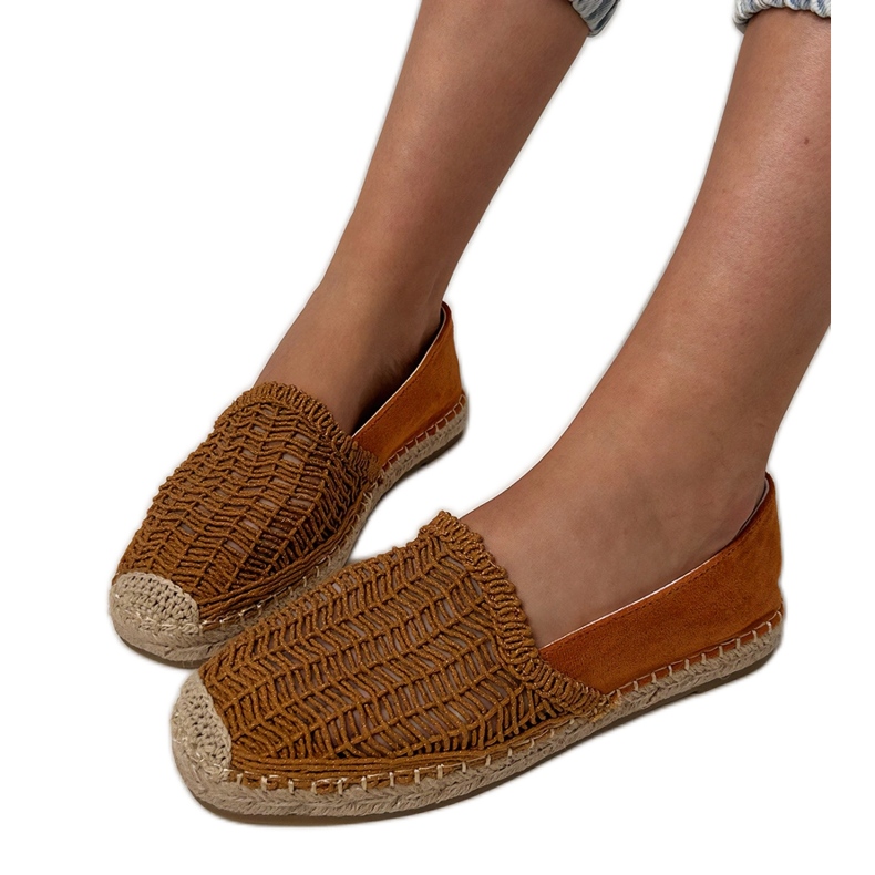 Brown Openwork Espadrilles auf der Plattform braun
