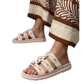 Beige Roman Flip Flops mit Stollen